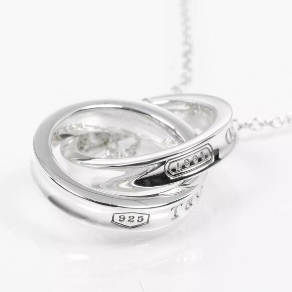 TIFFANY&Co. 1837 Interlocking Circle Necklace Silver925 4.3g Women - Picture 4 of 8